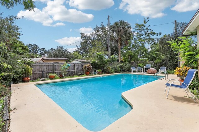 view of swimming pool featuring a patio area