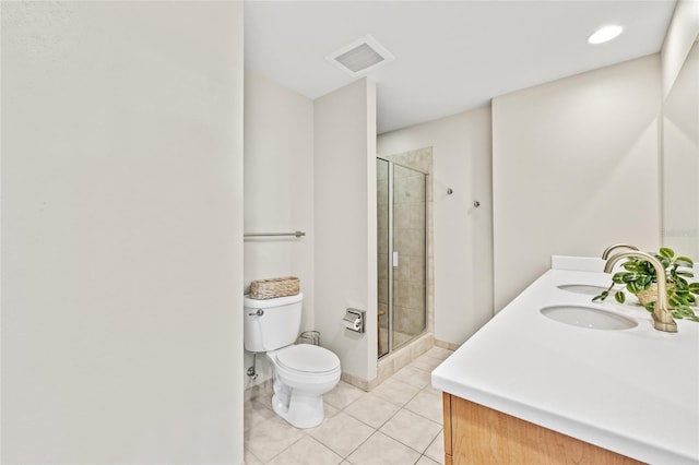 1120 E Kennedy Blvd Unit 734, Tampa, FL 33602 - bathroom featuring toilet, a shower stall, visible vents, and tile patterned floors
