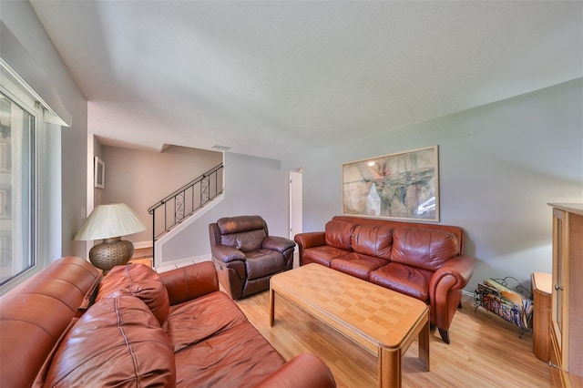 living room featuring light hardwood / wood-style flooring