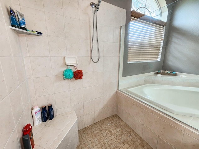 bathroom with plus walk in shower