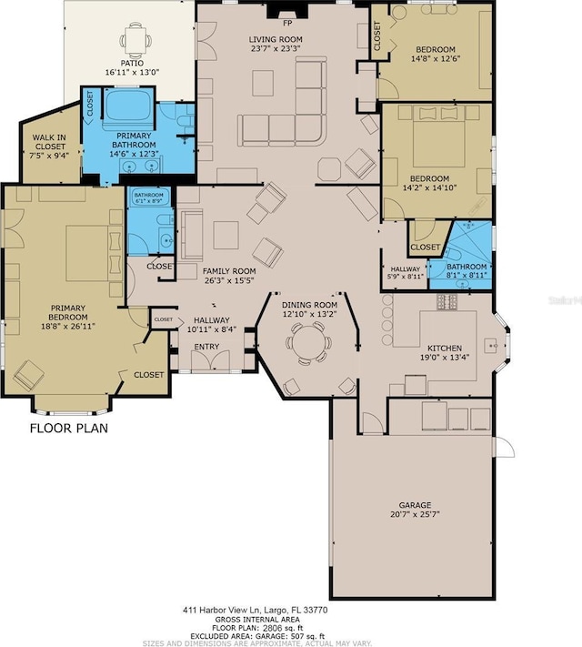 411 Harbor View Ln, Largo, FL 33770 - home floor plan