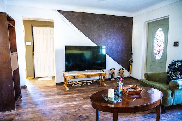 living room featuring dark hardwood / wood-style flooring