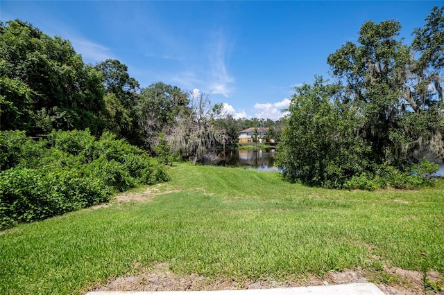 view of yard featuring a water view