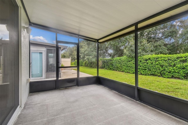 view of unfurnished sunroom