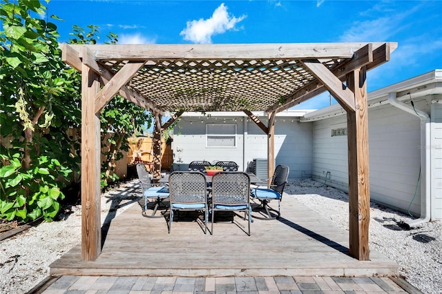 wooden terrace featuring a pergola