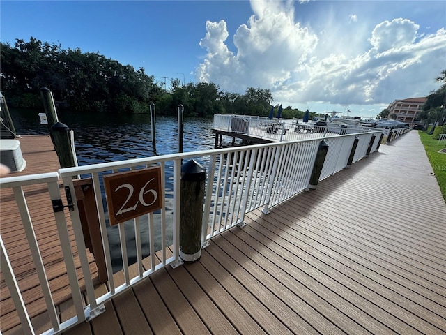 dock area featuring a water view