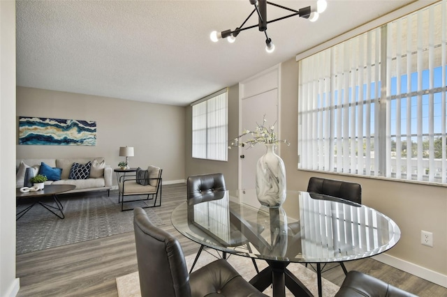 5095 Bay St NE Unit 306, Saint Petersburg, FL 33703 - dining area with baseboards, an inviting chandelier, and wood finished floors