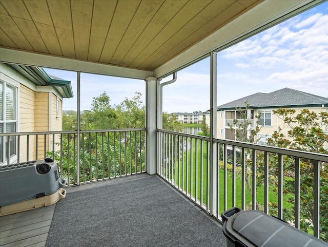 exterior space featuring wood ceiling