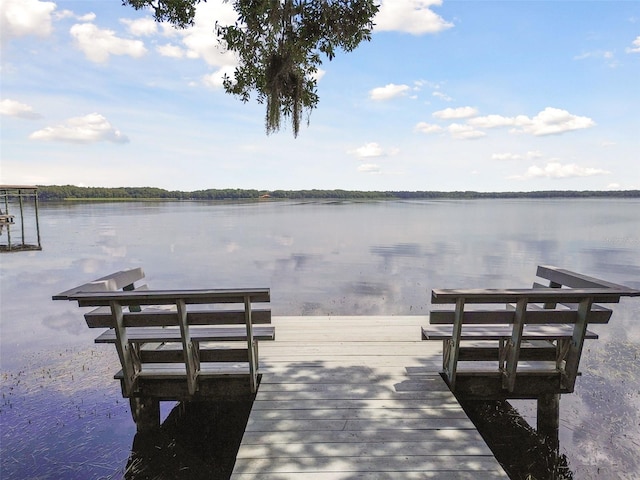 dock area featuring a water view