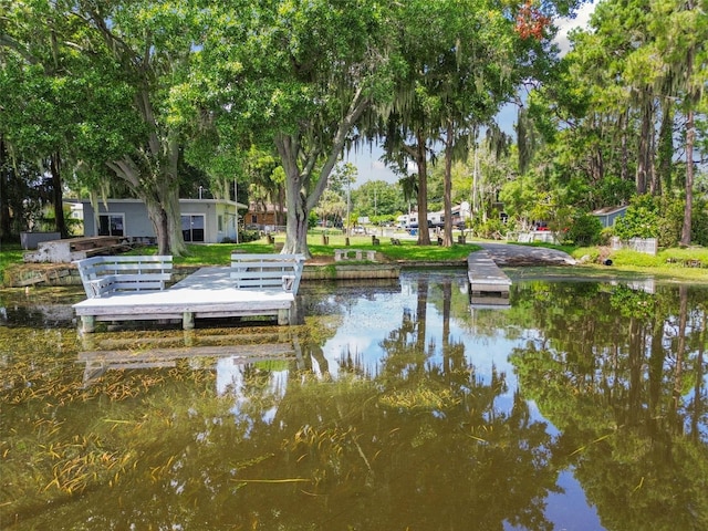 view of dock featuring a water view