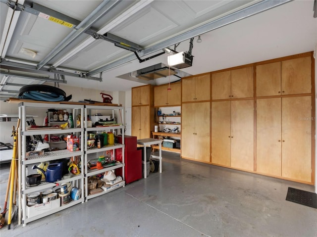 garage with a garage door opener