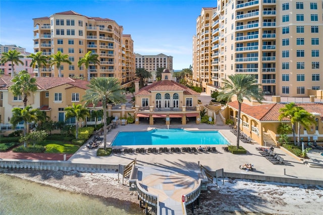 view of swimming pool featuring a gazebo and a patio