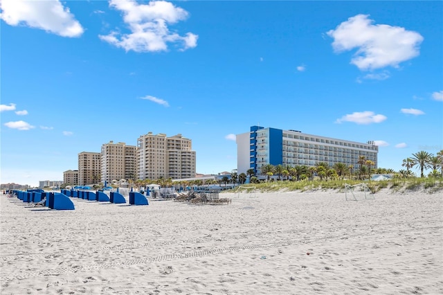 property view of water featuring a view of the beach