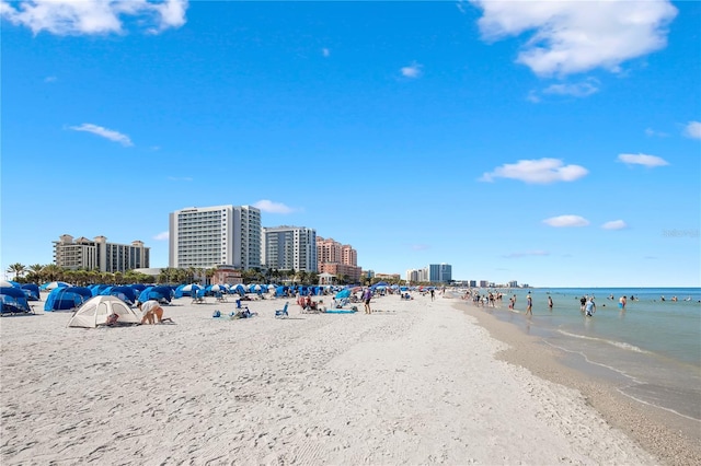 property view of water with a beach view