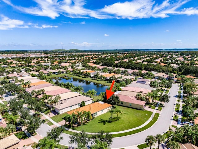 bird's eye view featuring a water view