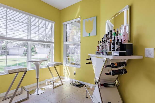 interior space featuring light tile patterned floors