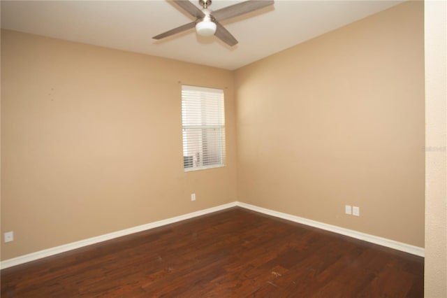 spare room with ceiling fan and hardwood / wood-style floors