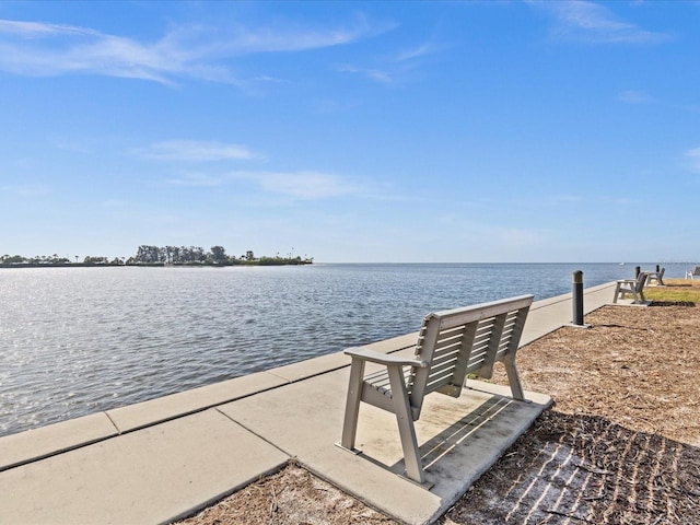 exterior space featuring a water view