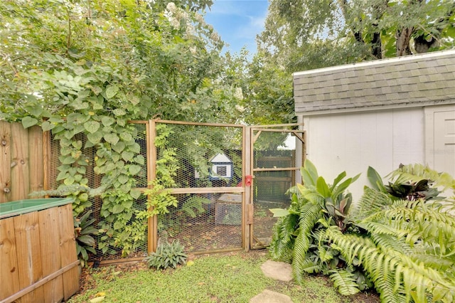 view of yard featuring an outbuilding