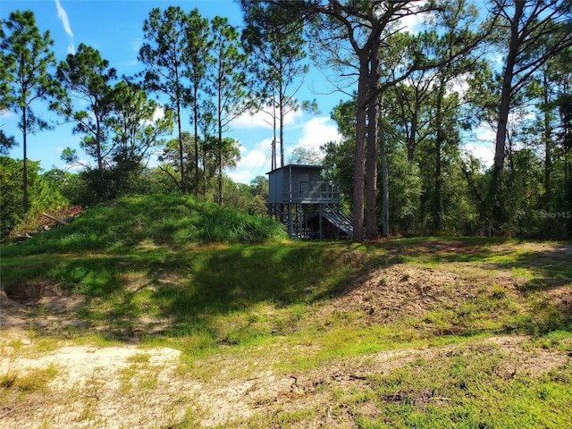 view of yard featuring stairway