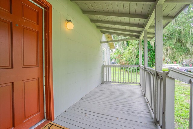 wooden deck with covered porch