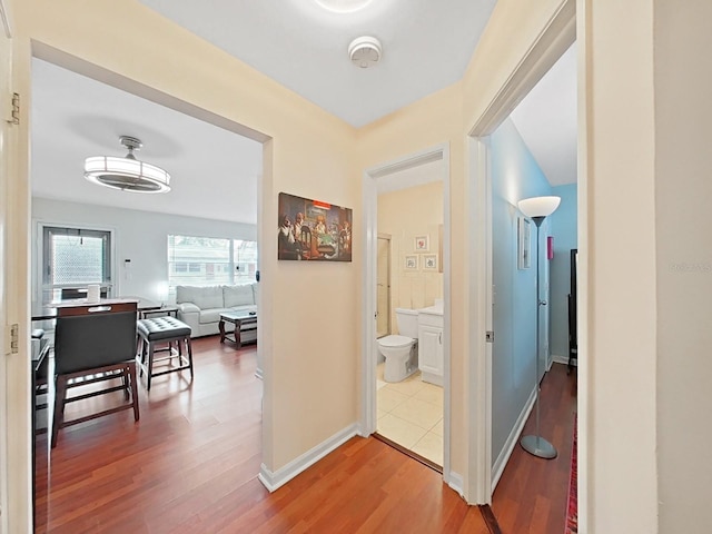 hall featuring wood-type flooring