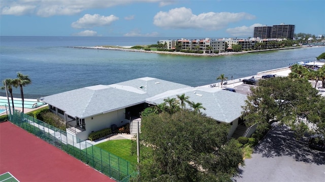 exterior space featuring a water view