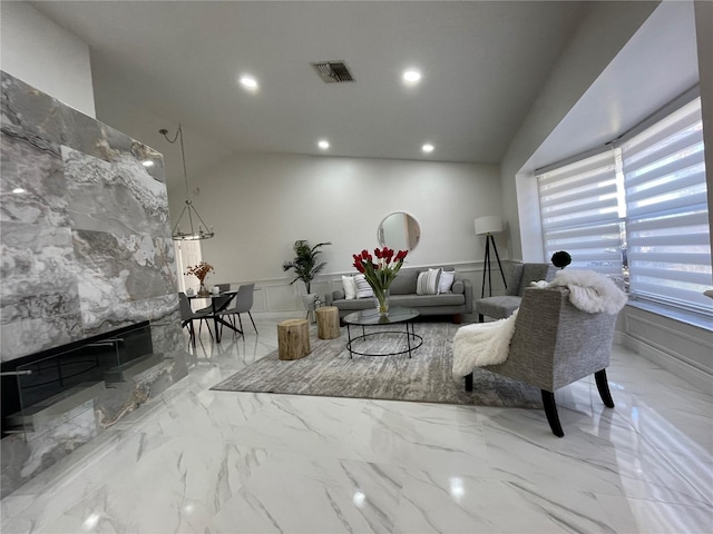 sitting room featuring a fireplace