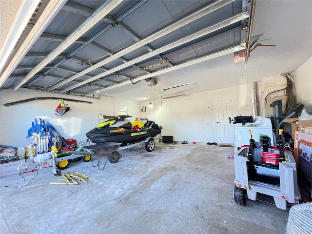 garage with a garage door opener