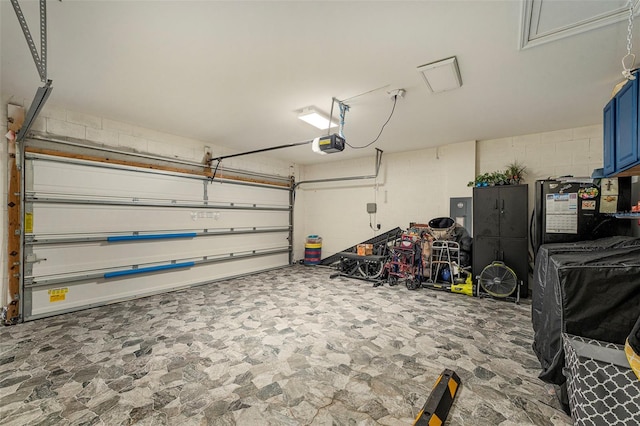 garage with a garage door opener