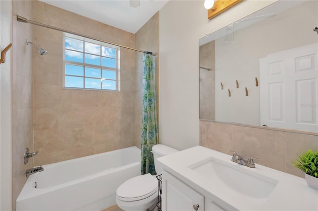 6419 Marbella Blvd, Apollo Beach, FL 33572 - full bathroom featuring toilet, shower / tub combo with curtain, and vanity
