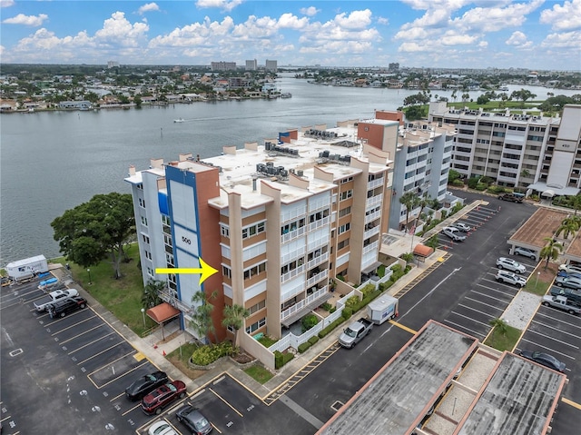 500 Treasure Island Cswy Unit 406, Treasure Island, FL 33706 - drone / aerial view featuring a view of city and a water view