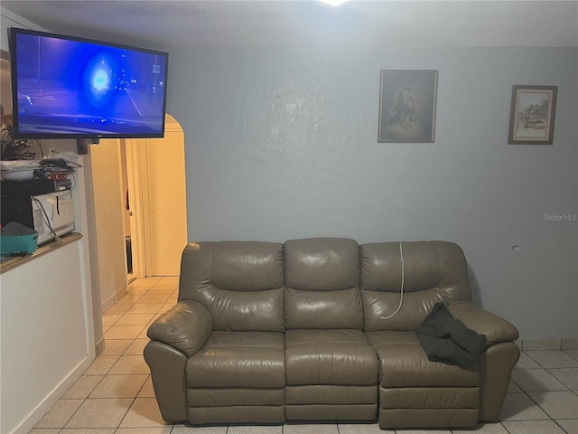 view of tiled living room