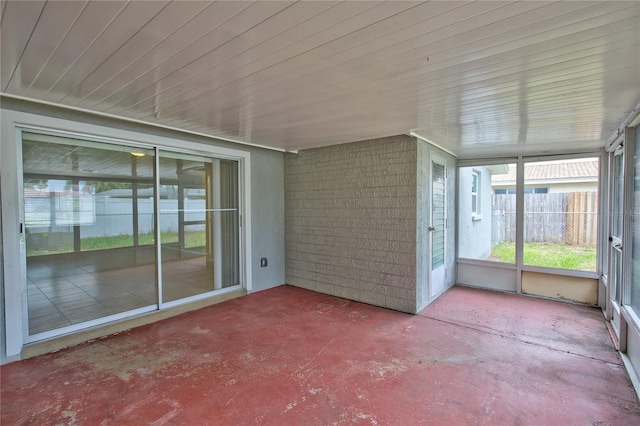 view of unfurnished sunroom