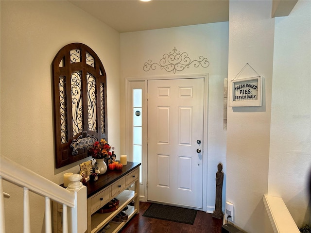 foyer featuring dark wood-type flooring