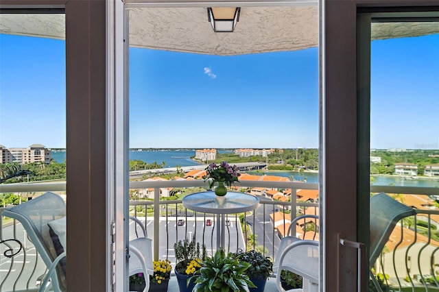 balcony with a water view