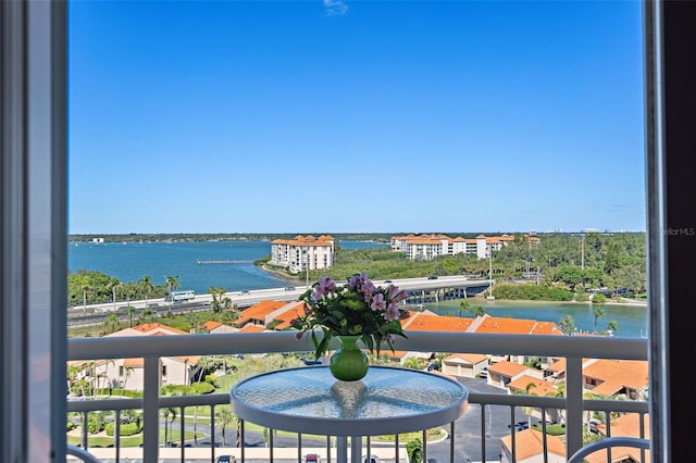 balcony with a water view