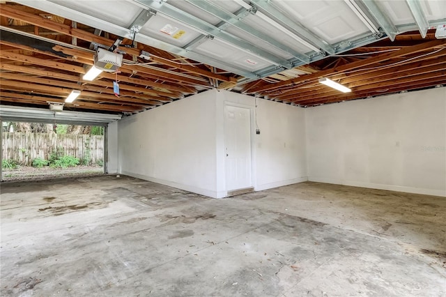 garage with a garage door opener