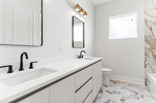 bathroom with toilet and vanity