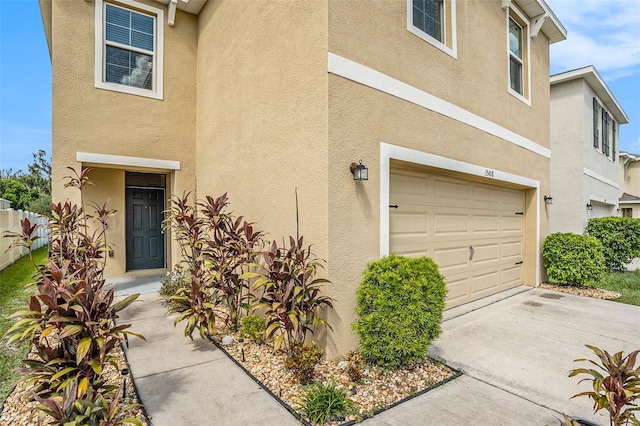 property entrance with a garage