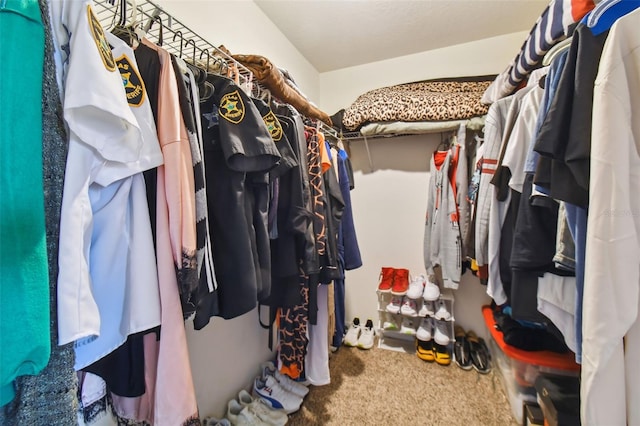 spacious closet featuring carpet floors