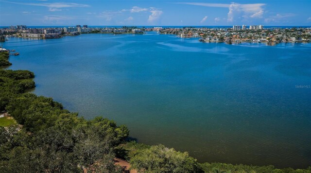 7037 Sunset Dr S Unit 602, South Pasadena, FL 33707 - drone / aerial view featuring a water view and a view of city
