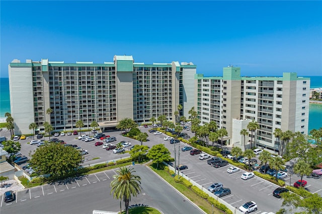 view of building exterior featuring a water view