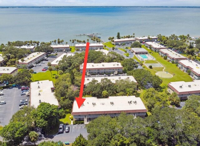 bird's eye view of a nearby body of water