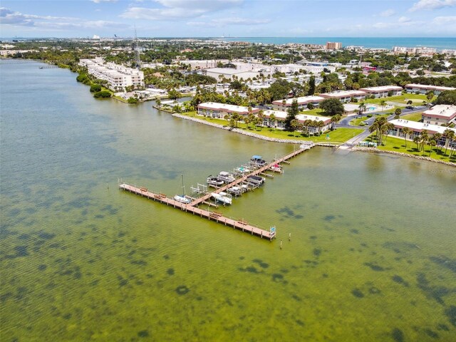 aerial view of a nearby body of water