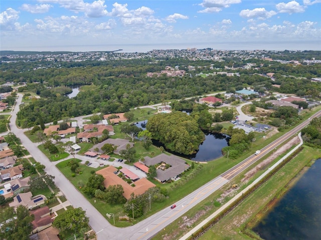 bird's eye view featuring a water view