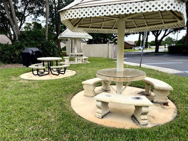 view of yard with a gazebo