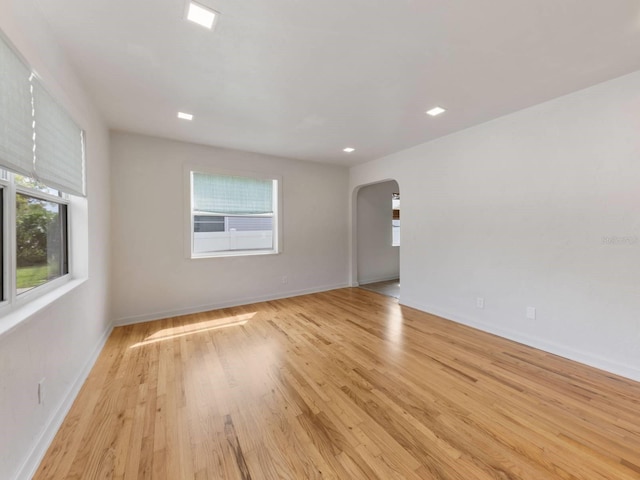 unfurnished room featuring plenty of natural light and light hardwood / wood-style floors