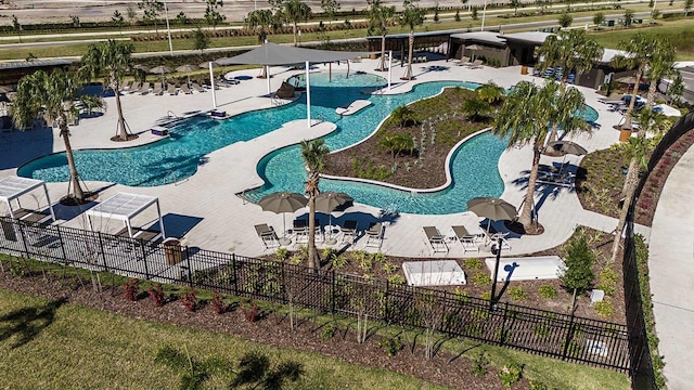 view of pool featuring a patio