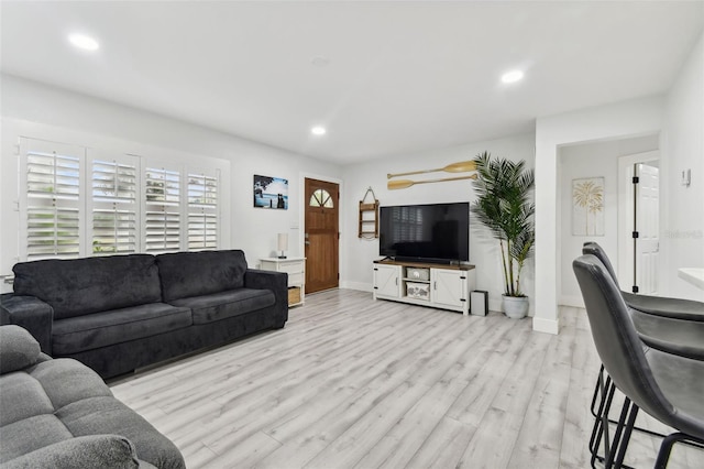 living room featuring light wood-type flooring